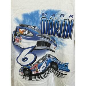 MARK MARTIN #6 NASCAR VTG Shirt Men L Distressed Double Sided Ford Roush